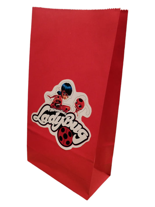 Pack 10 Bolsas/ bolsitas De Papel Cotillón Miraculous Ladybug