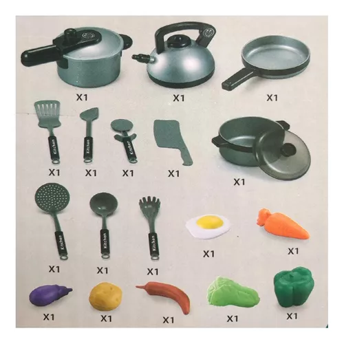 Set Juego De Cocina Clásico Con 18 Piezas Niño +3 Años