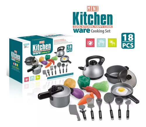 Set Juego De Cocina Clásico Con 18 Piezas Niño +3 Años