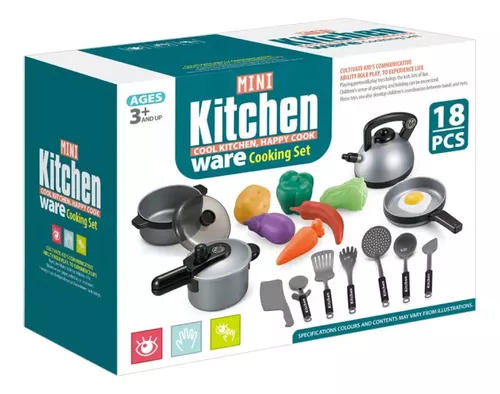 Set Juego De Cocina Clásico Con 18 Piezas Niño +3 Años