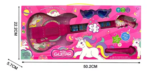 Juguete Guitarra Musical Unicornio Con Micrófono 45 Cm +4año