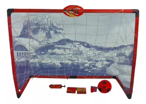 Arco De Futbol + Pelota Inflador Red Y Tarjetas Cars Disney