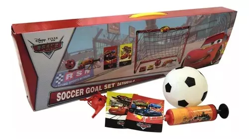 Arco De Futbol + Pelota Inflador Red Y Tarjetas Cars Disney