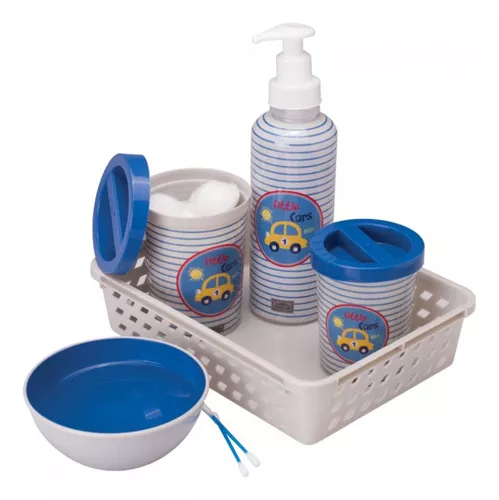 Set 5 Pzas Para Baño Infantil Contenedor Dispensador Canasto