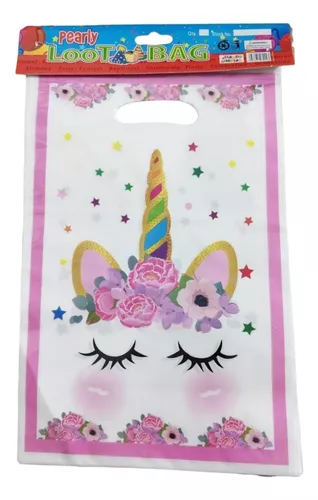 Pack X 10 Bolsas Sorpresitas Unicornio 16x26 Cm Cotillón Sm