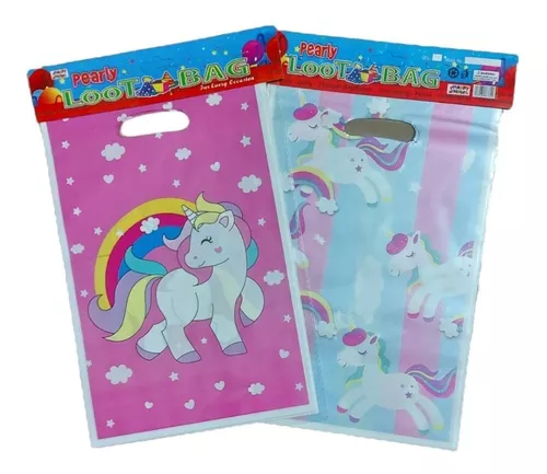 Pack X 10 Bolsas Sorpresitas Unicornio 16x26 Cm Cotillón Sm