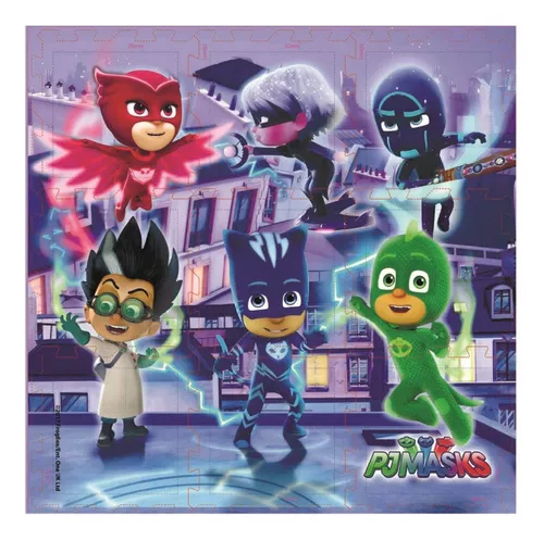 Alfombra Infantil Puzzle Pj Masks Goma Eva 9 Pzas De 30x30