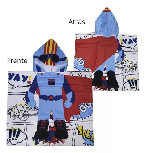 Bata Poncho Capucha Baño Infantil Super Chico Chica 70x56 Cm