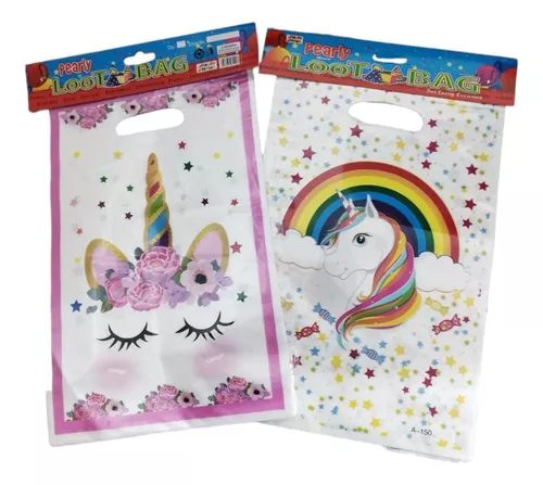 Pack X 10 Bolsas Sorpresitas Unicornio 16x26 Cm Cotillón Sm