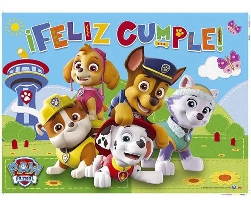 Afiche Cumpleaños Paw Patrol 50 X 40 Cm Cotillón Oficial