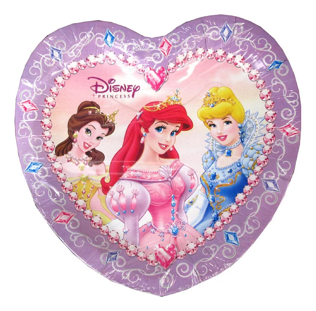 Pack 8 Platos Descartables Corazón Princesas Disney Cotillo