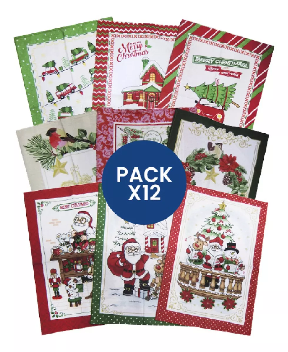 Pack X 12 Repasadores Navideño 45 X 65 Cm Navidad - Döhler