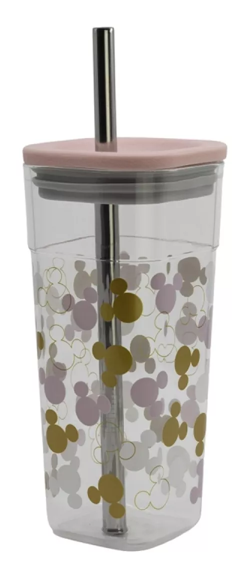 Vaso Acrílico Cuadrado Minnie Mouse Con Pajita 540 Ml