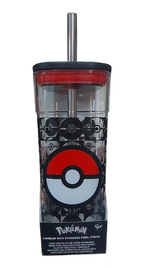 Vaso Acrílico Cuadrado Pokemon Picachu Con Pajita 540 Ml