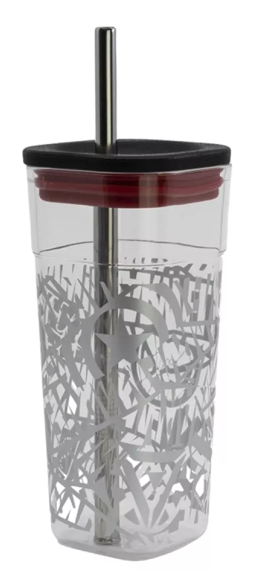 Vaso Acrílico Cuadrado Avengers Marvel Con Pajita 540 Ml