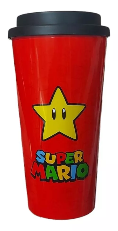 Vaso Doble Pared Transportable Térmico Cafe Mario Bros 520ml