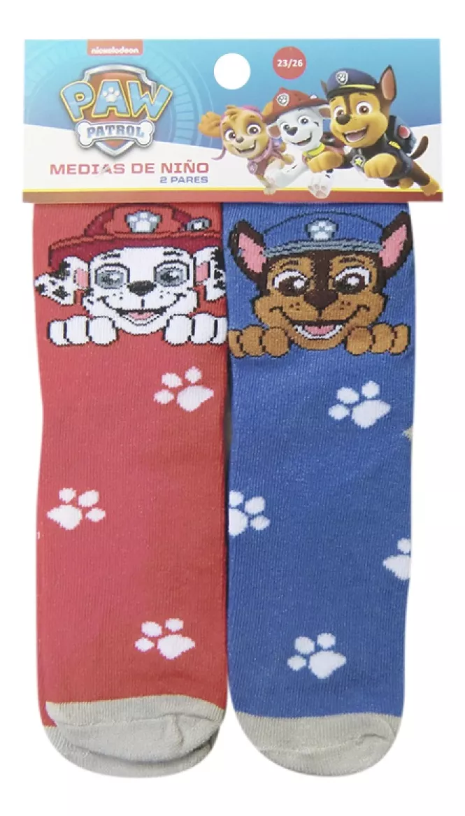 Pack X 2 Medias Infantiles Paw Patrol Talle Del 19 Al 30