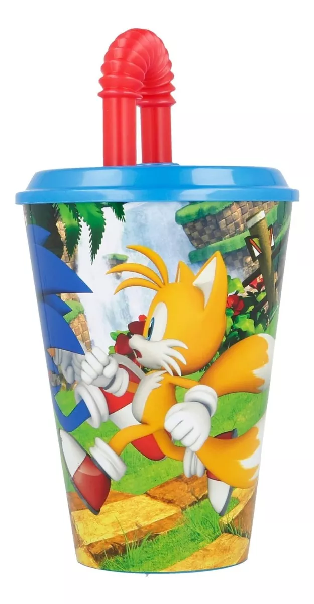 Vaso Plástico Con Pajita Retráctil Sonic 430 Ml