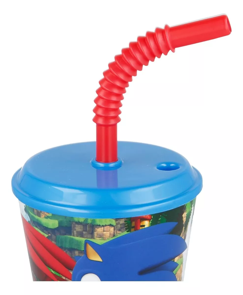 Vaso Plástico Con Pajita Retráctil Sonic 430 Ml