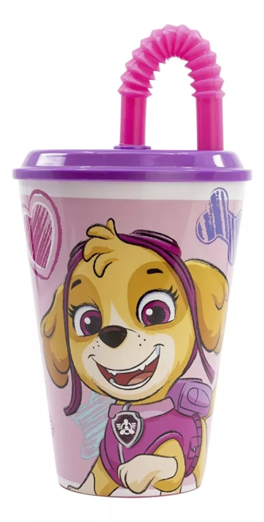 Vaso Plástico Con Pajita Retráctil Paw Patrol 430 Ml