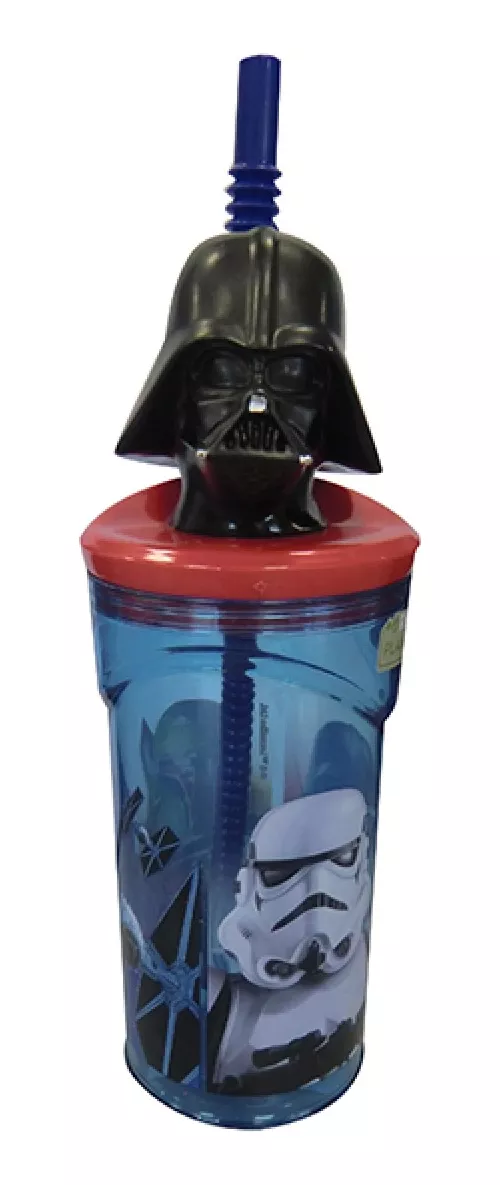 Vaso Alto Con Forma 3d 18 Cm 360ml Pajita Star Wars