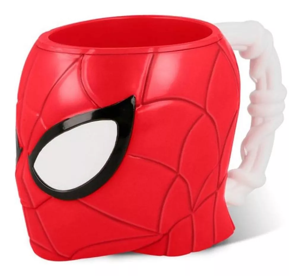 Taza Plástica 3d Con Forma Spiderman 260 Ml 9 Cm Alto