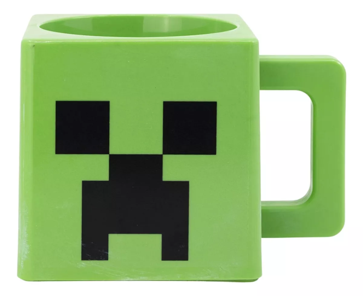 Taza Cuadrada Minecraft 290 Ml Para Microondas Creeper 9x8,5