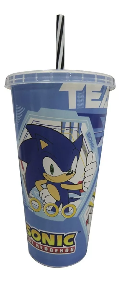 Vaso Plástico Con Pajita Sonic 700ml Original Y Oficial