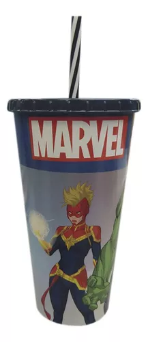 Vaso Botella Plástico Con Pajita 700ml Avengers Marvel