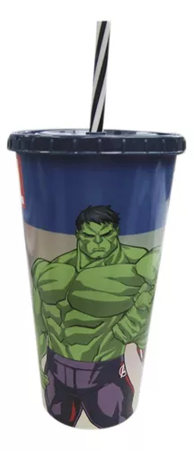 Vaso Botella Plástico Con Pajita 700ml Avengers Marvel