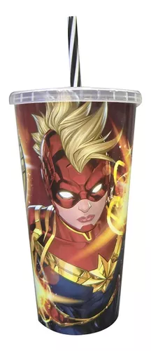 Vaso Botella Plástico Con Pajita 700ml Avengers Marvel