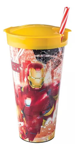 Vaso Plástico 2 En 1 Pote 220 Ml Vaso 540 Ml Avengers Marvel