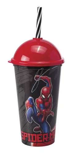 Vaso Plástico Milkshake Con Pajita 500 Ml Spiderman Marvel