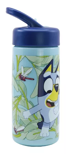 Botella Plástico 410 Ml Bluey Libre Bpa Pajita Rebatible