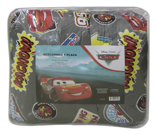 Acolchado 1 Plaza 150 X 220 Cm Cars Disney Infantil Oficial