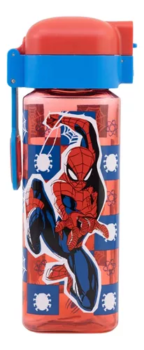 Botella Plástico Cuadrada 550 Ml Safely Lock Spiderman Marve