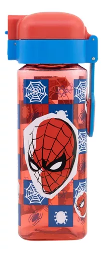 Botella Plástico Cuadrada 550 Ml Safely Lock Spiderman Marve