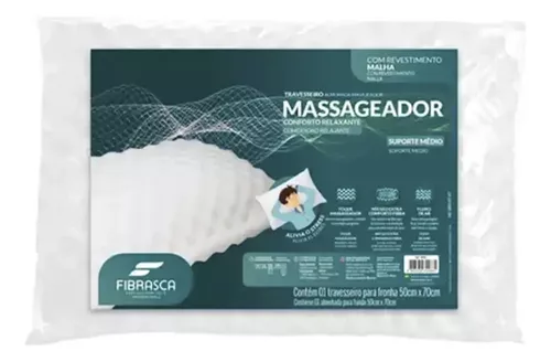 Almohada Masajeador Fibrasca Blanca 42x65 Cm 100% Poliéster