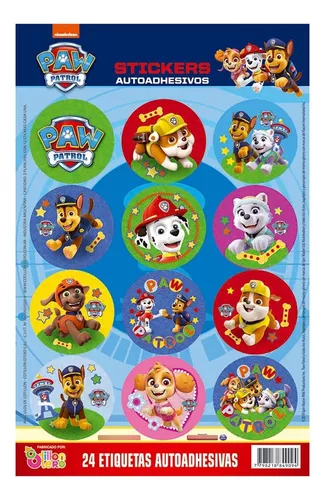 Cotillón Adhesivos X 24 4 Cm Diámetro C / U Paw Patrol