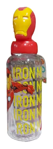 Botella Con Tapa 3d Ironman 560 Ml Plastico Cabeza