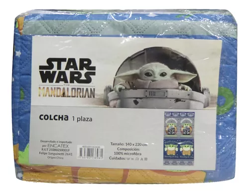 Colcha 1 Plaza Capitoneada 140x220 Baby Yoda Star Wars Ofici