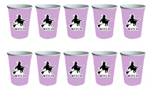 Pack X 10 Vasos Descartables Cotillón Brujas Witch Witched