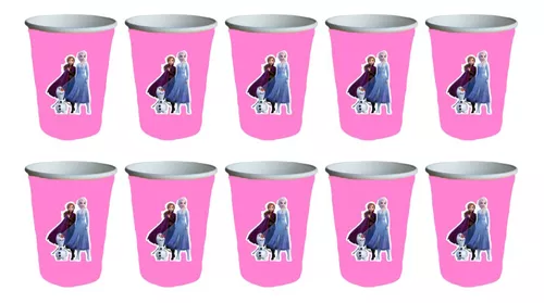 Pack X 10 Vasos Descartables Cotillón Frozen Elsa Ana Olaf