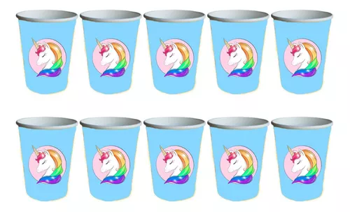 Pack X 10 Vasos Descartables Cotillón Unicornio Unicornios