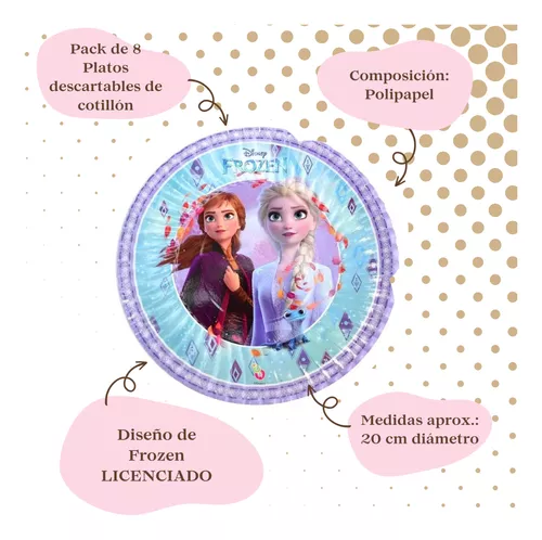 Pack 8 Platos Descartables Frozen Disney Oficial Cotillón