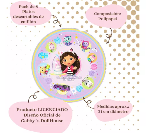 Pack 8 Platos Descartables La Casa De Gabby Oficialcotillón