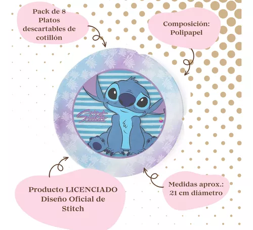 Pack 8 Platos Descartables Stich Oficial Cotillón