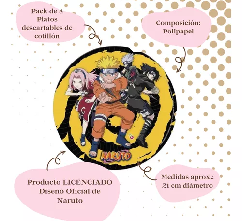 Pack 8 Platos Descartables Naruto Oficial Cotillón