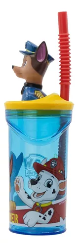 Vaso Alto Con Forma 3d Paw Patrol 18 Cm 360ml Chase Pajita