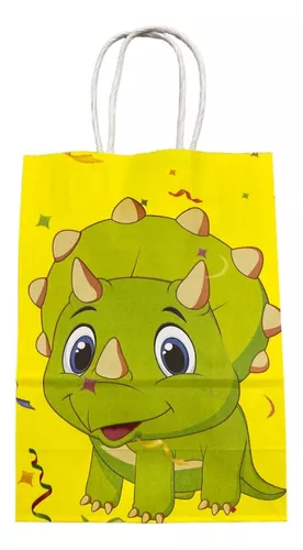 Bolsa Con Asa N°2 21x15x8 Regalo Sopresita Dinosaurio